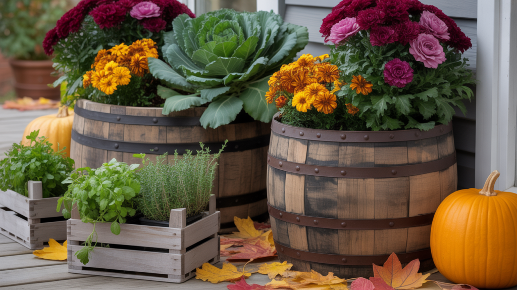rustic wooden barrels & crates